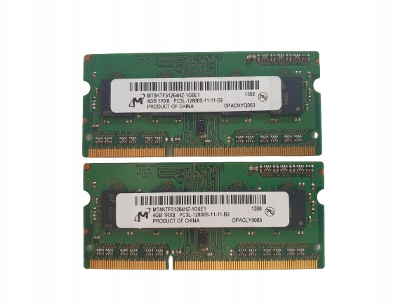 Pamięć Ram DDR3 8GB 2x4GB DDR3 PC3L 12800S 1600MHz Sodimm Do Laptopa