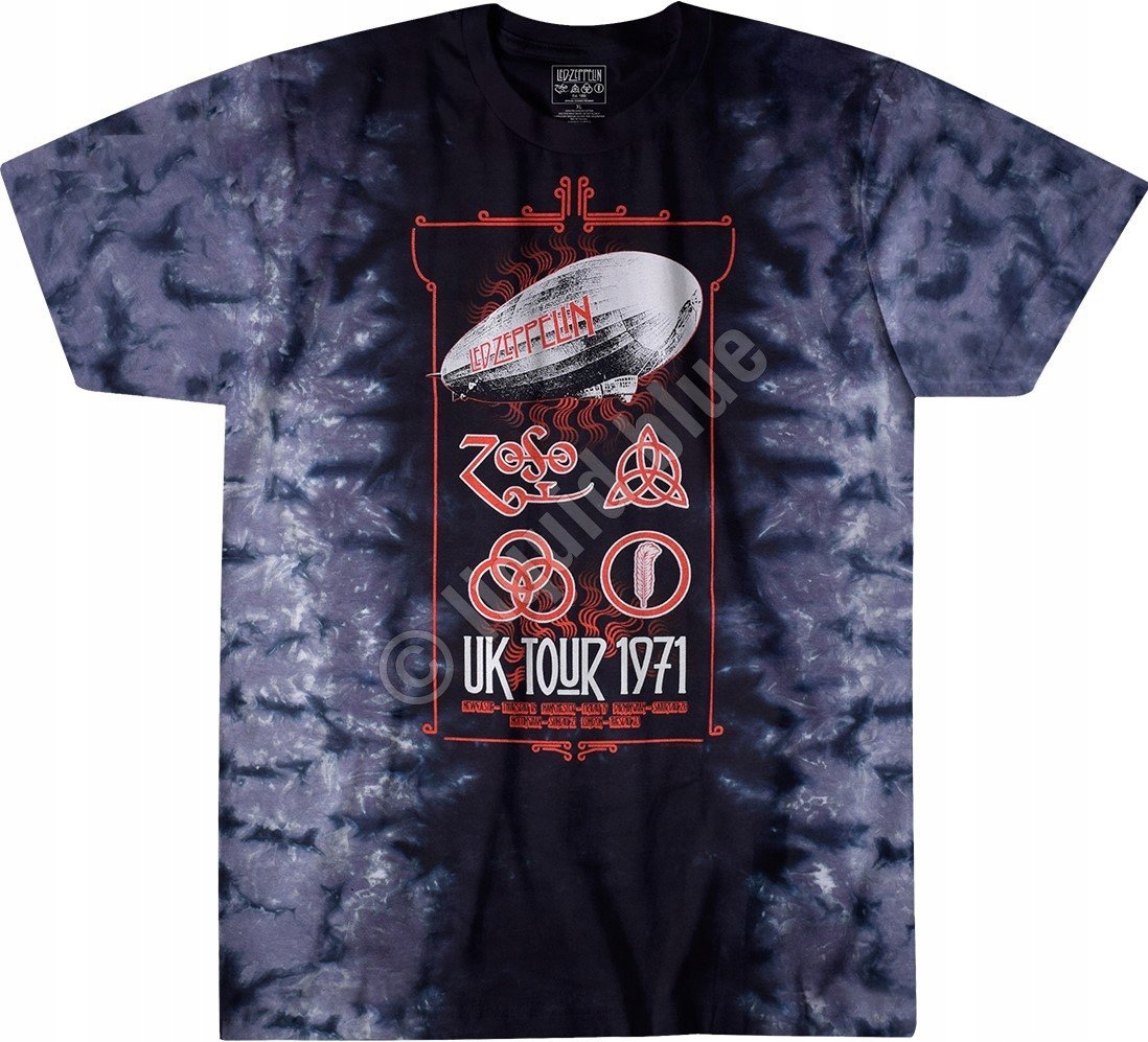 Led Zeppelin Uk Tour 1971 Tričko Liquid Blue M