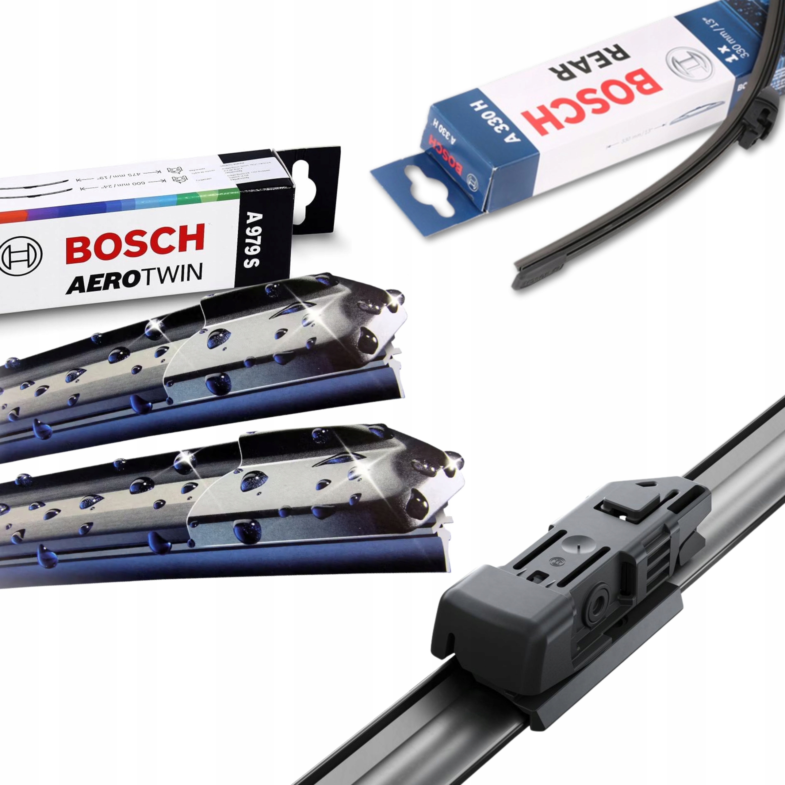 Stěrače Bosch Aerotwin Vw Golf 5 V 2005-2009 Přední Zadní Komplet