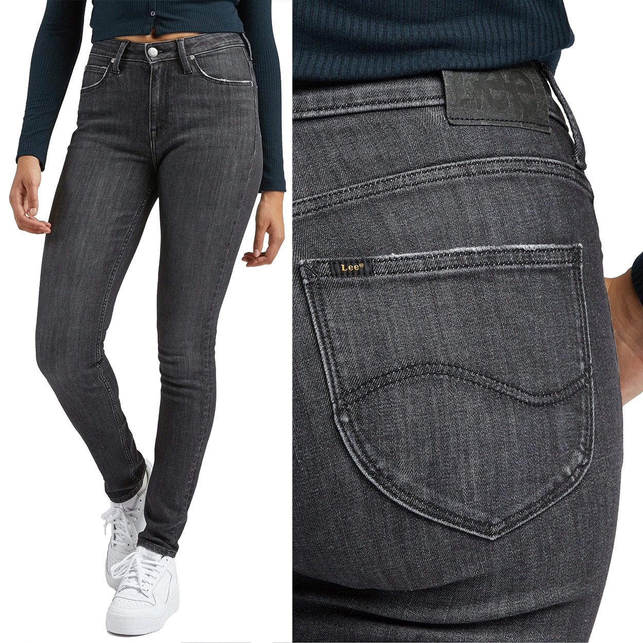 Lee Scarlett High dámské vysoké šedé džínové kalhoty úzké nohavice W28 L33