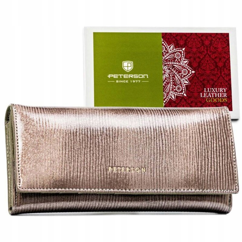 Elegantní dámská peněženka z přírodní kůže na zip, šedá Peterson