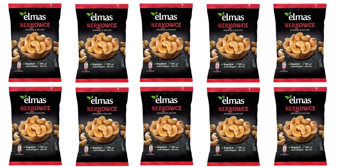 Levně 10 x 90 g Elmas Kešu ořechy smažené a solené Karton