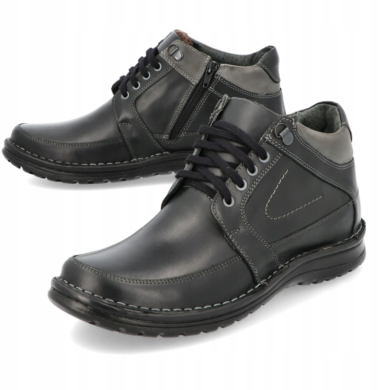 PÓBUTY ZIMOWE TRZEWIKI OCIEPLANE SKÓRA 184 CZ R 46 Oryginalne opakowanie producenta pudełko