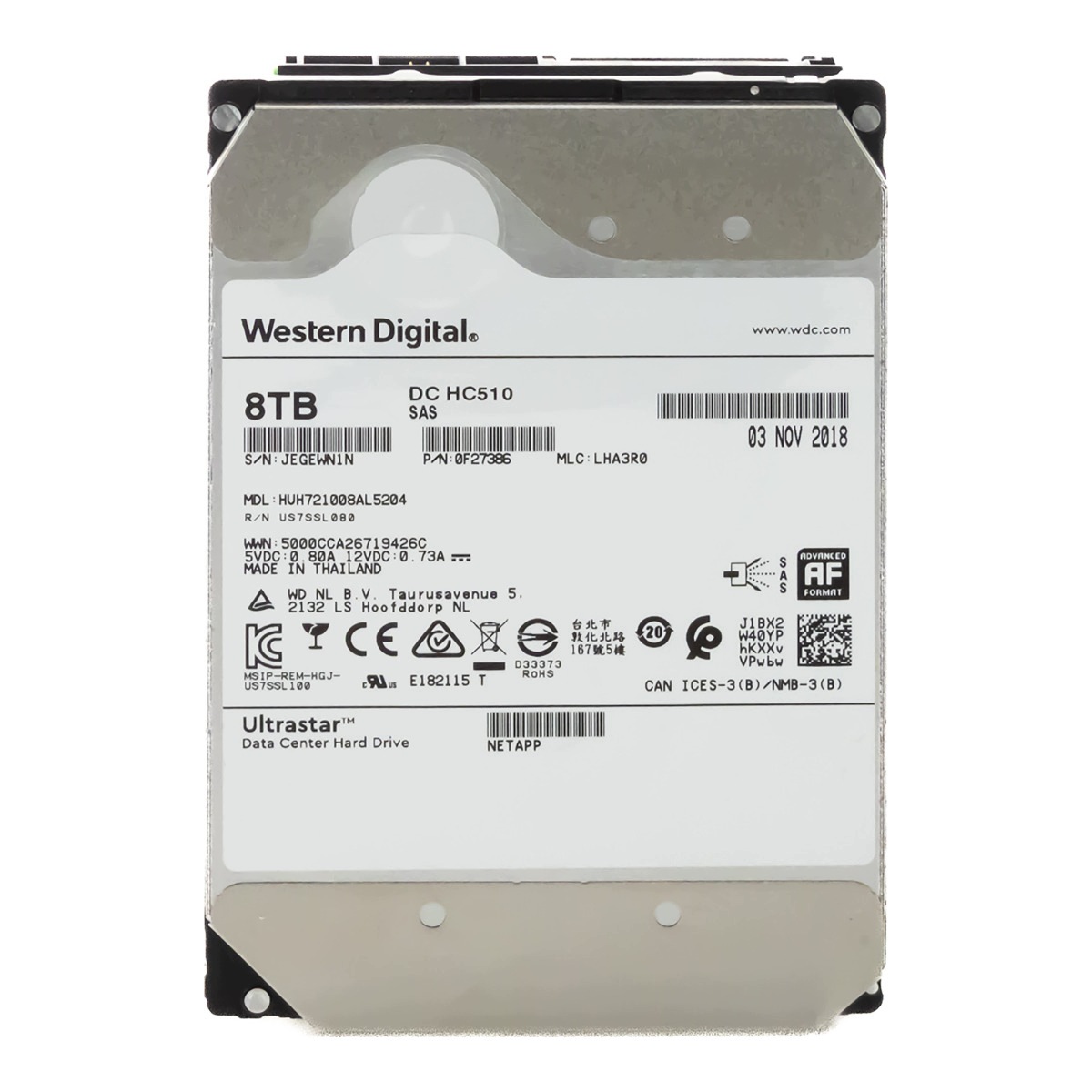 Wd UltraStar He10 8TB 7.2K 256MB SAS-3 3.5'' HUH721008AL5204