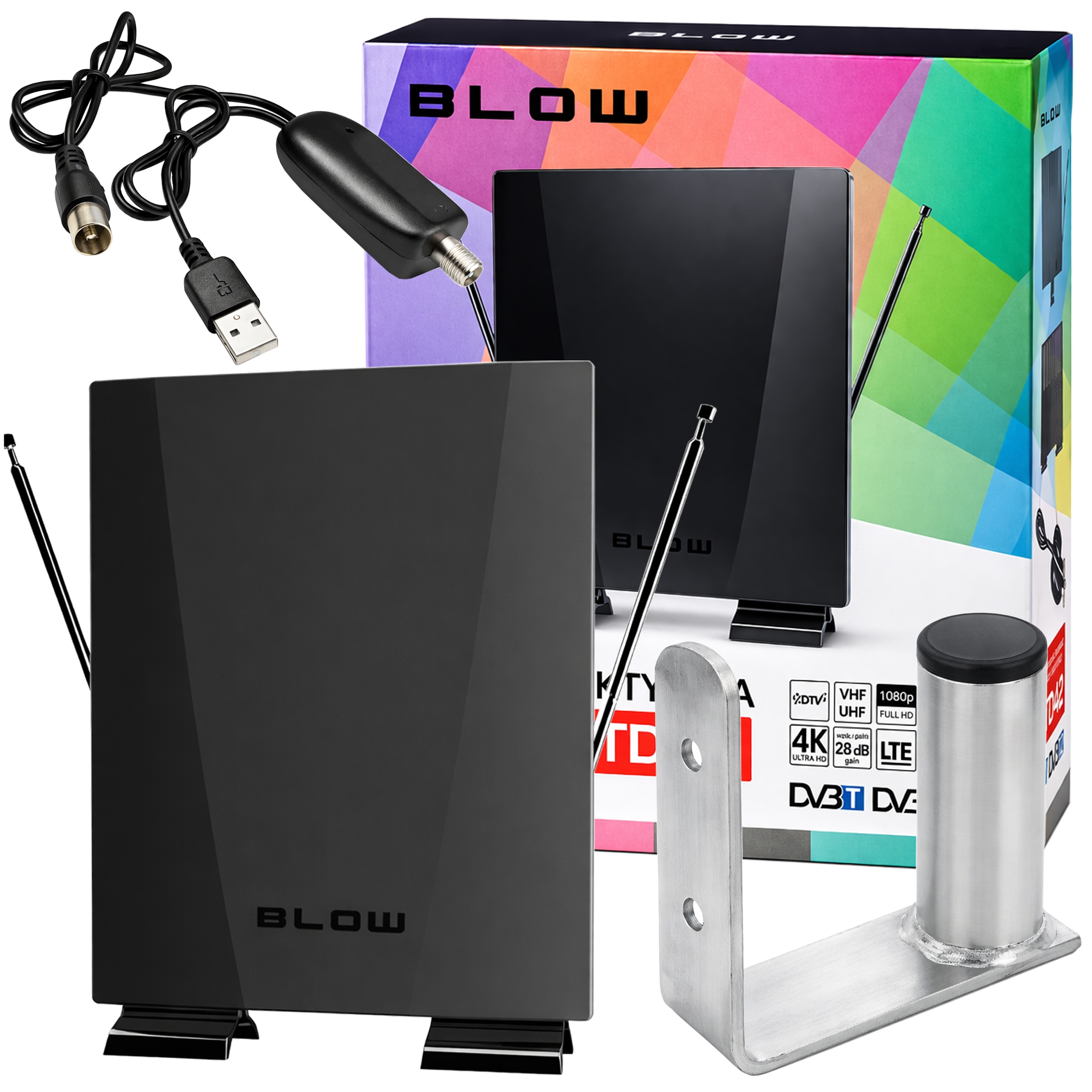 Tv Anténa 4K DVB-T2 Pokojová Lte Aktivní Výkonná Venkovní DVBT2 Anténa S Držákem