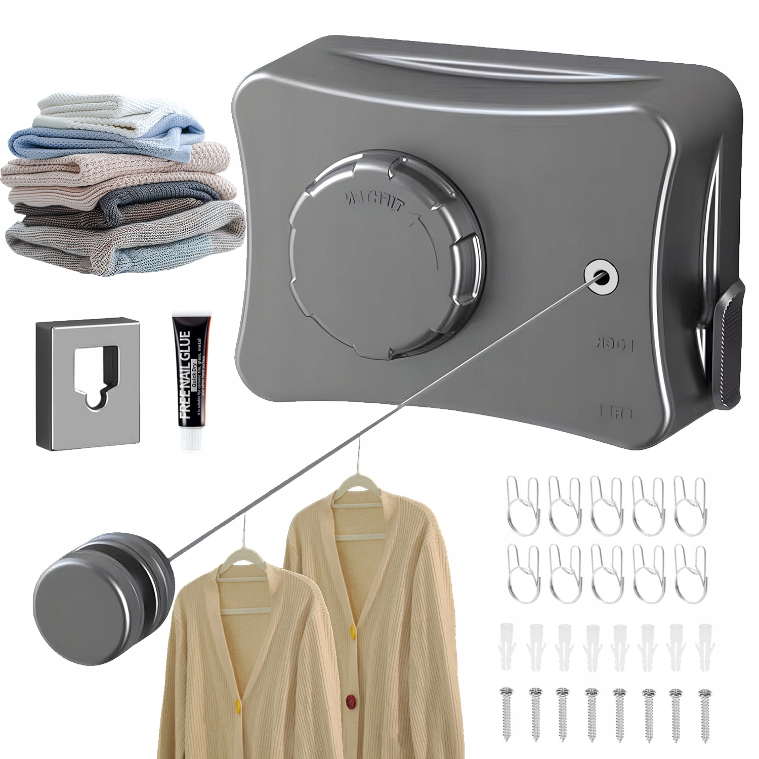 Levně Neviditelná Výsuvná Šňůra Pro Sušení Oděvů Nastavitelná 5.1 M Ocel 304 Terasa