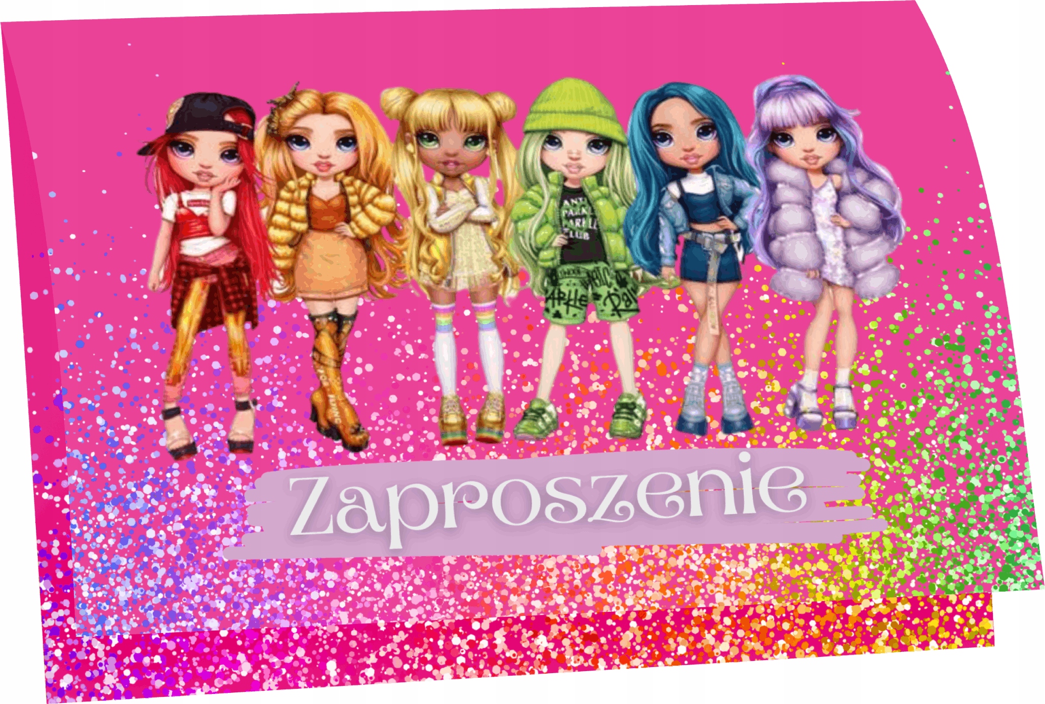 ZAPROSZENIE NA URODZINY RAINBOW HIGH ZAPROSZENIA URODZINOWE