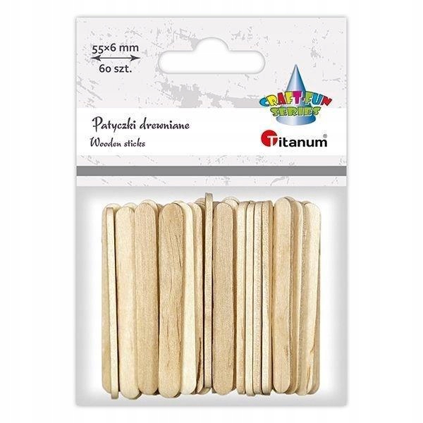 DREWNIANE PATYCZKI PROSTE 6X55MM 60SZT, TITANUM