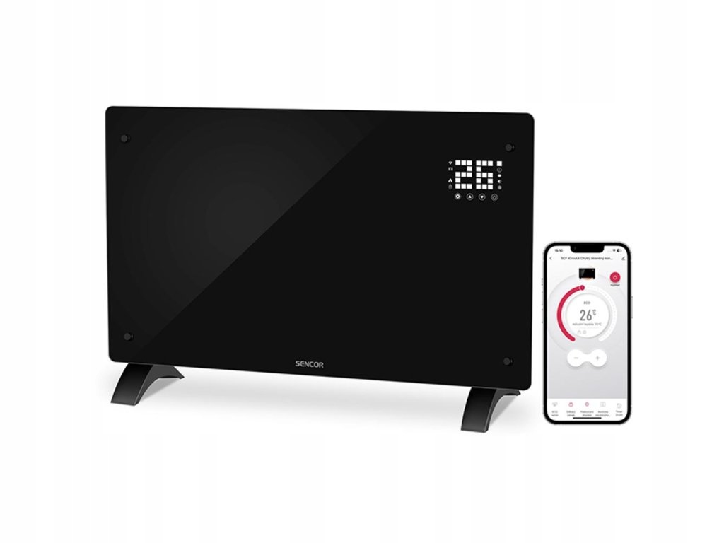 Konvektor skleněný Scf 4241BK s displejem, Wi-Fi a dálkovým ovládáním 410