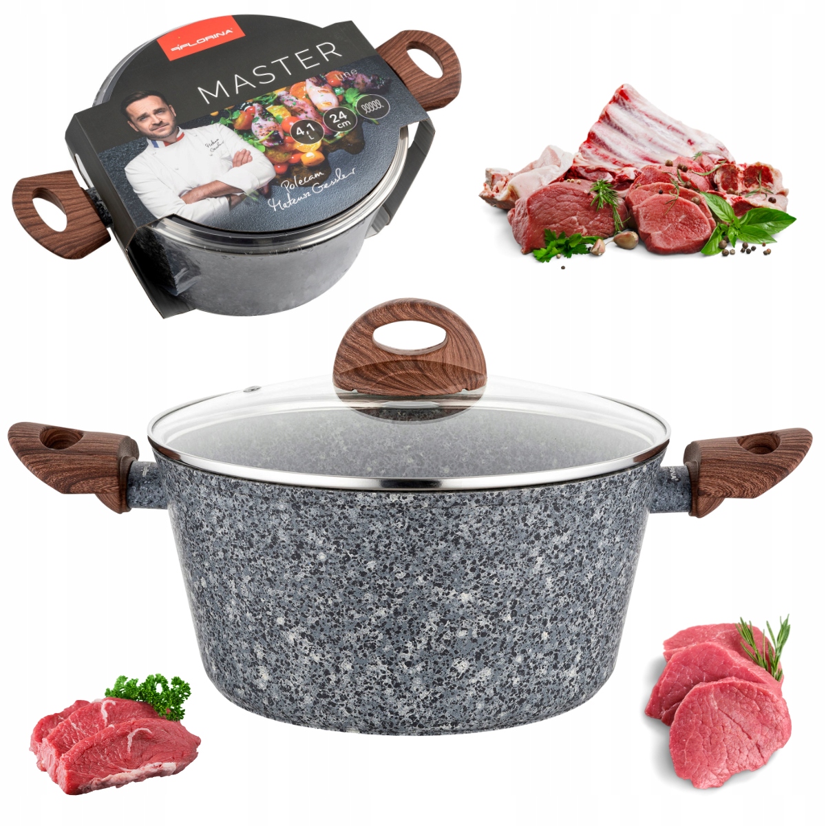 Hrnec hliníkový 24 cm Indukce s víkem 4,1 l