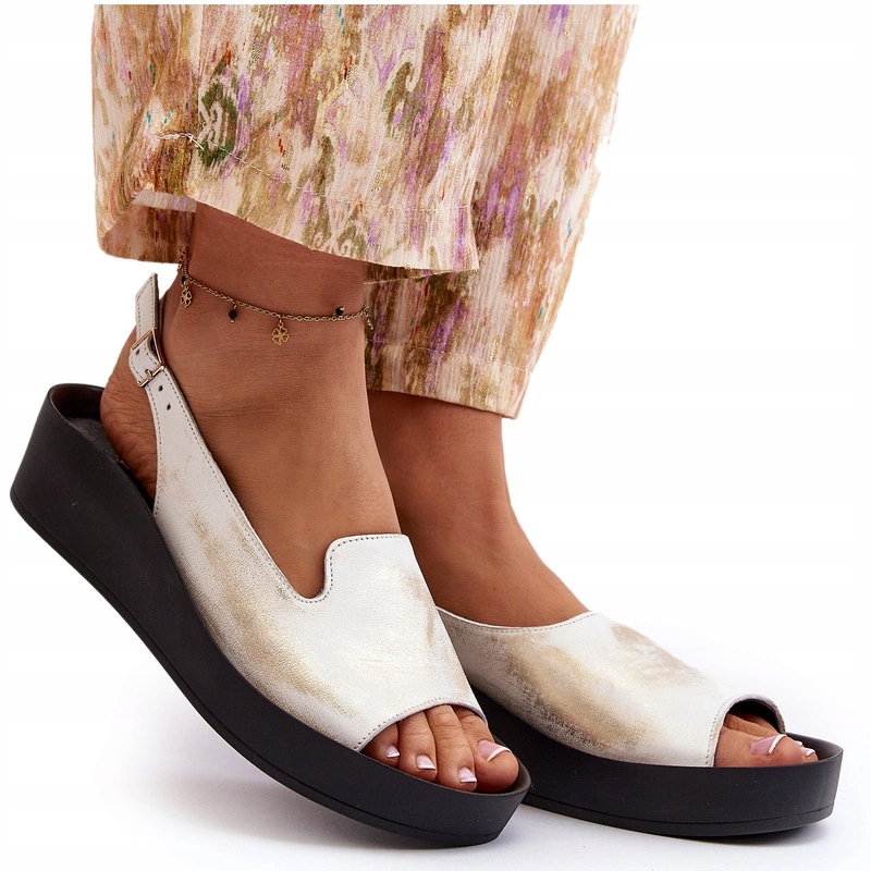 Dámské Sandály Na Silné Podrážce Zazoo 2893, Zlaté, Přetíratelné, Velikost 39