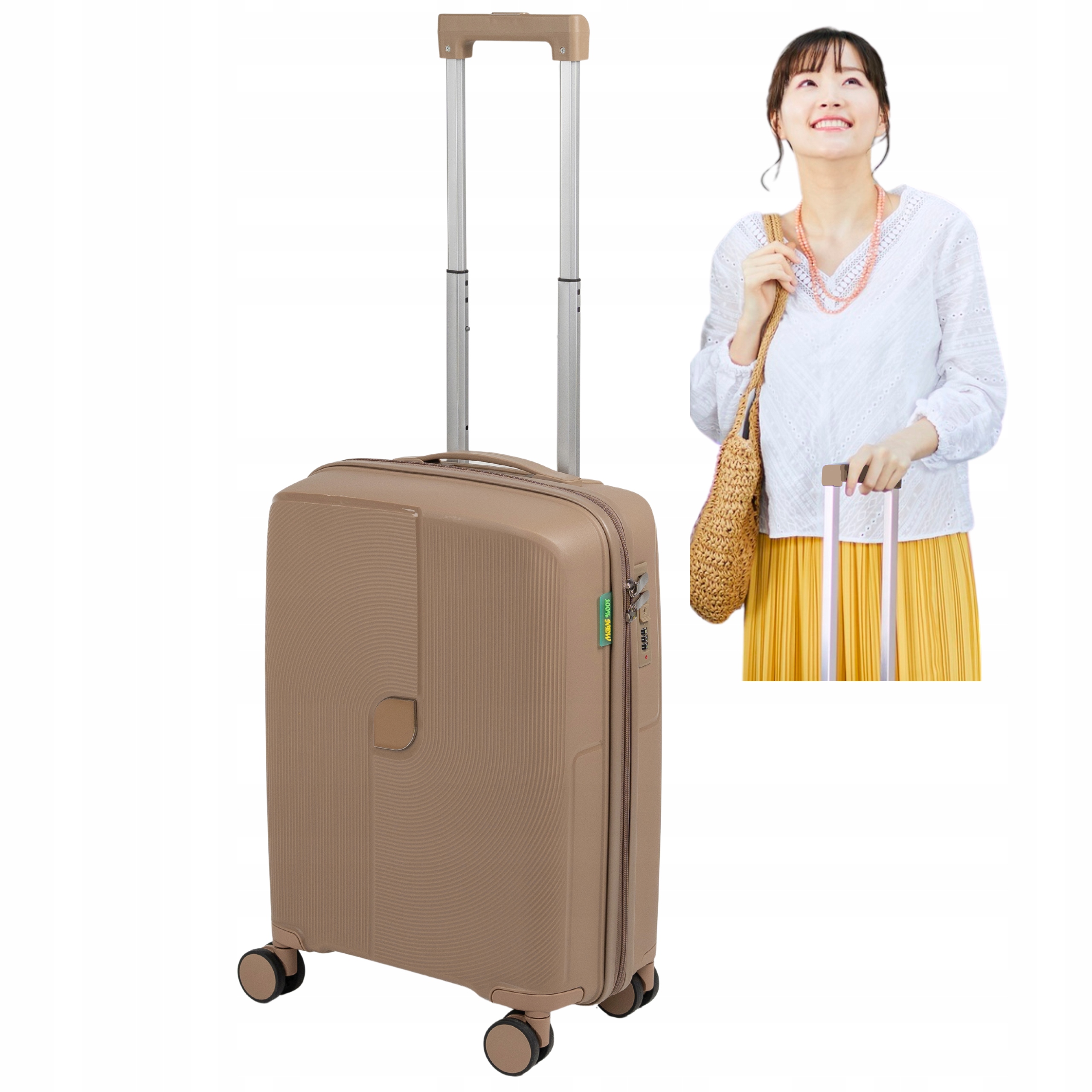 Malý Kabinový Kufr Béžový 55*38*22 CM S Pp 2,5 Kg Na Palubu Wizzair Letu