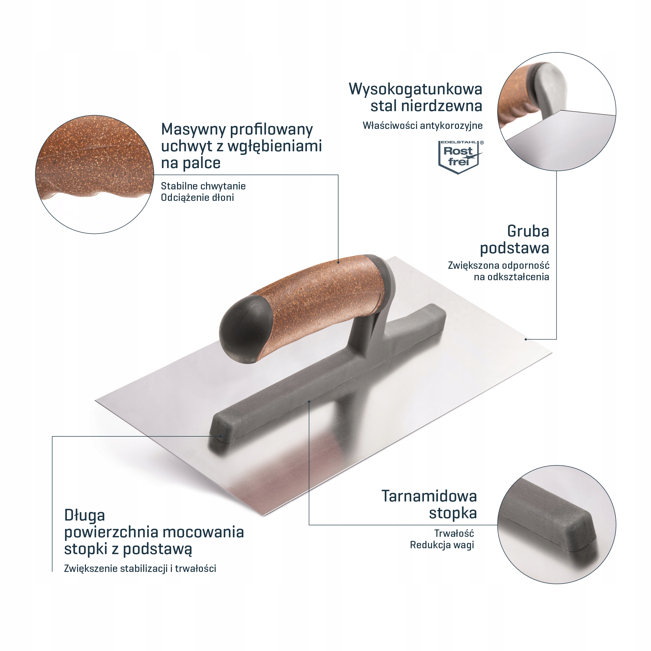 COMENSAL Paca nierdzewna GŁADKA 130x270mm rajberka Typ paca