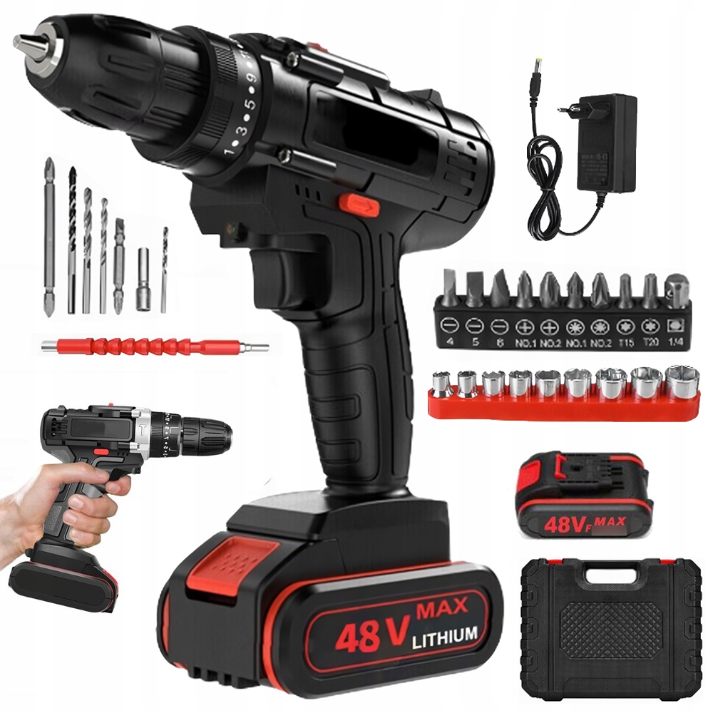 Akumulátorová Příklepová Vrtačka/šroubovák, Výkonná, 2x Aku