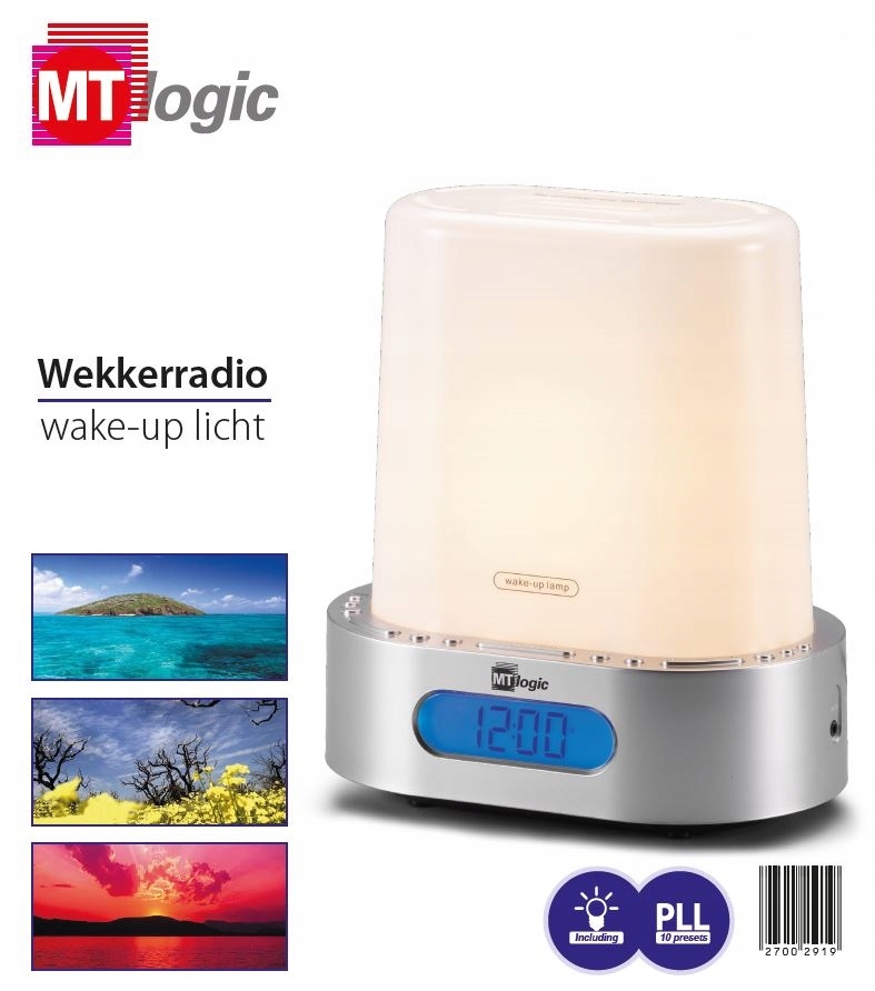 CYFROWY 2 w 1 RADIOBUDZIK + mini lampka nocna 2 ALARMY PLL radio + budzik Kolor srebrny