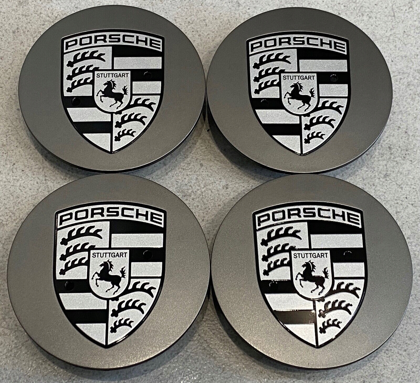 Krytky diskov Porsche Platinum satin matt 9P1601149 OB5 konvexné 76 mm