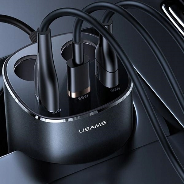 ŁADOWARKA SAMOCHODOWA ROZGAŁĘŹNIK USAMS 2xUSB-A/ 1xUSB-C C28 245W Złącza USB typ C USB