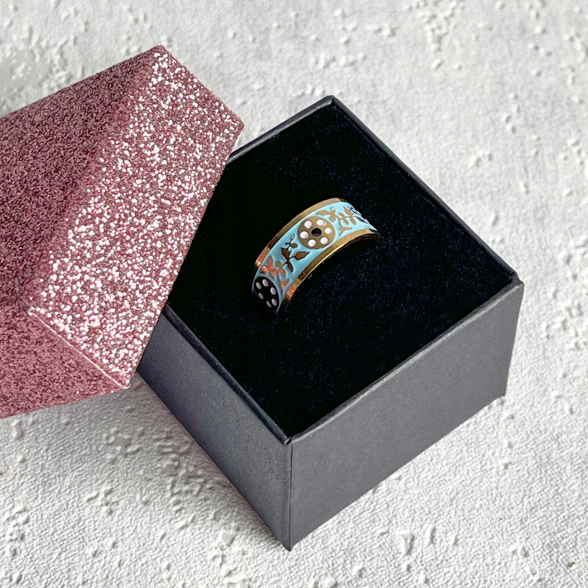 Pierścionek Obrączka IDALIA emalia stal 7 Waga 2 g