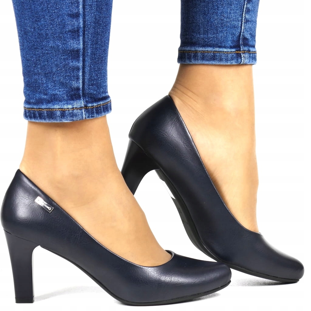 Lodičky Na Sloupku Špendlíky Tmavě Modré Pohodlné A Elegantní Stabilní boty