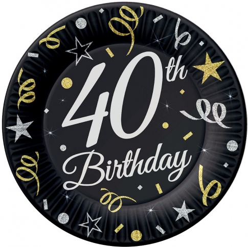 

Talerzyki papierowe 40 urodziny Birthday 18cm 8szt