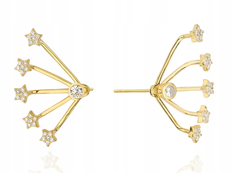 Pozlacené Náušnice Se Zirkony 925 Multi Hvězdičky
