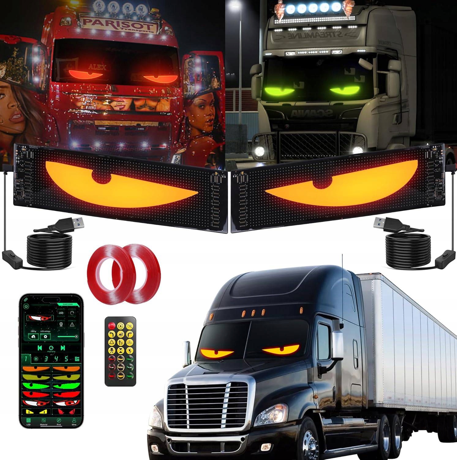 Automobilová lampa Diy Led pásek 10x34 cm Ďábelské oči Led Oči Nákladního auta