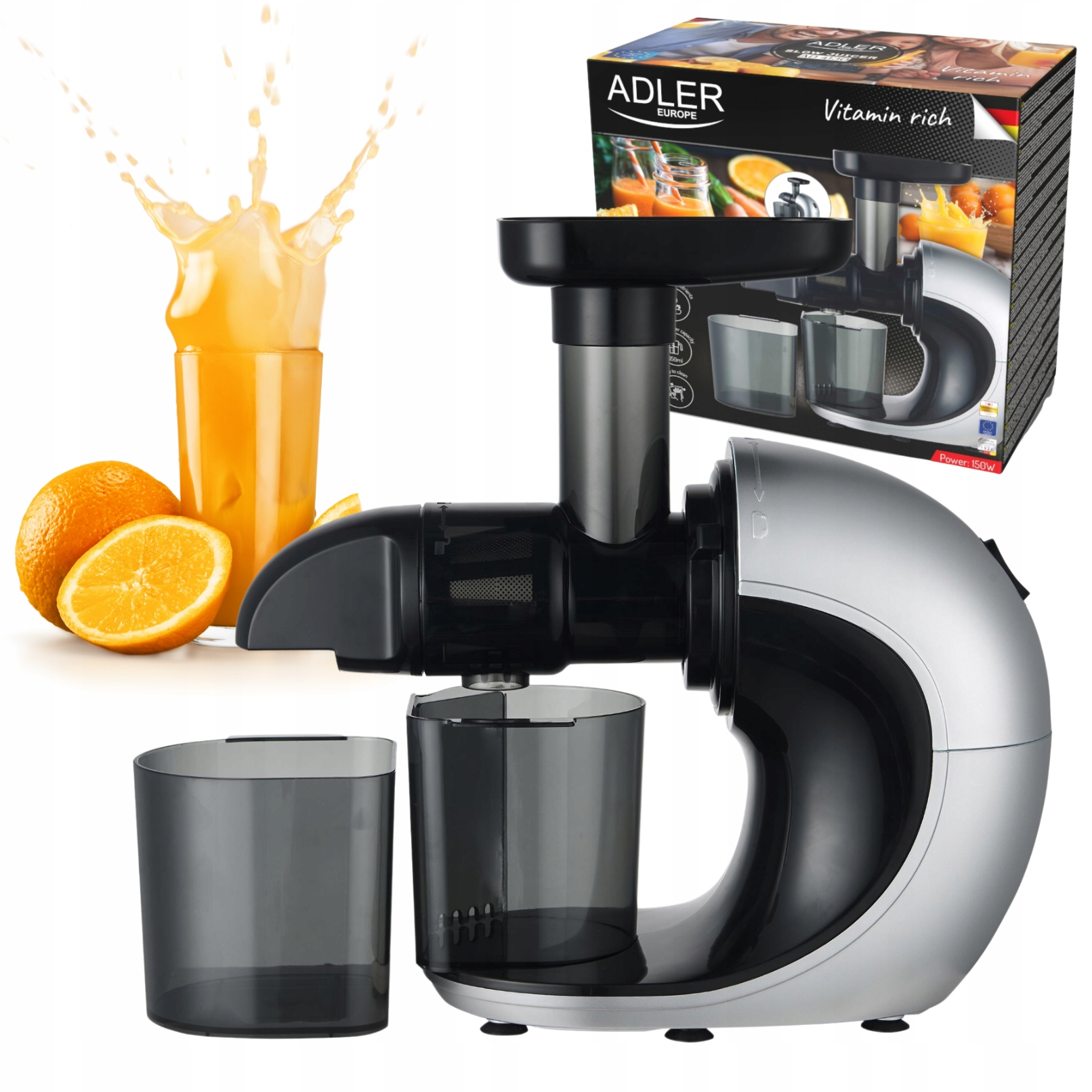 Adler Pomalý odšťavňovač – šnekový lisovací mechanismus