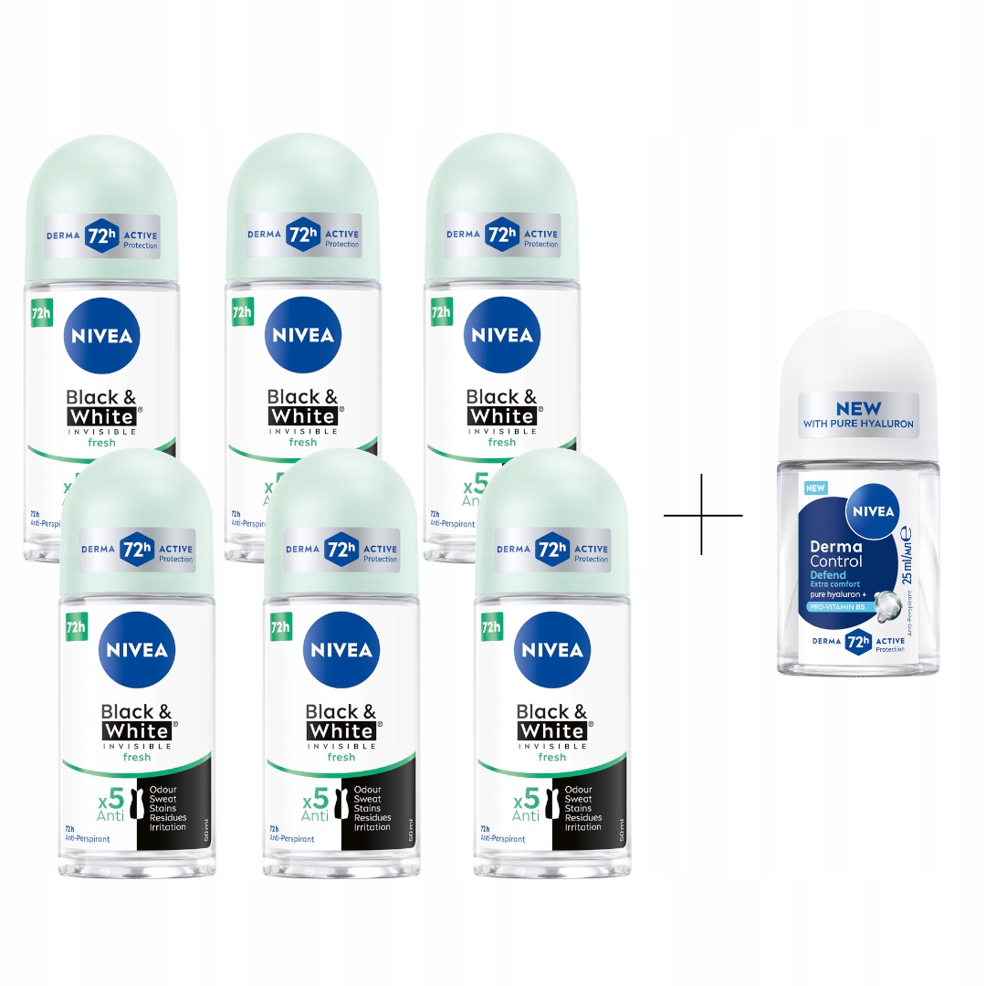 Nivea Sada Black&White Fresh Dámský kuličkový antiperspirant x6 Dárek
