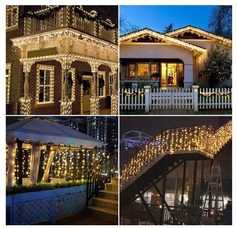 Kurtyna Świetlna Lampki Dekoracyjne Do Sypialni 6x3M 600 LED — miniatura 11