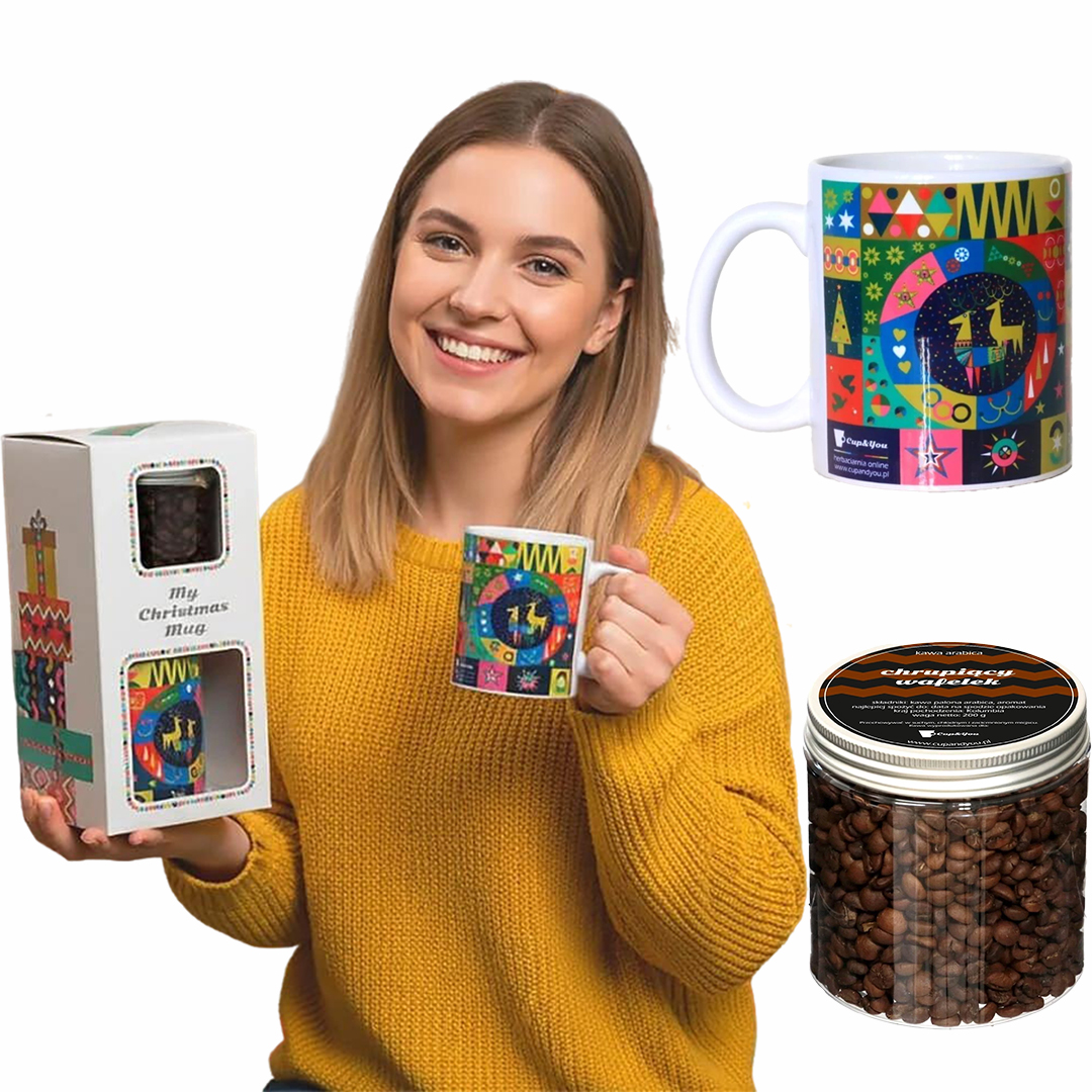 Dárek Vánoční Sada My Glossy Christmas Mug S Ochucenou Kávou Dle Výběru