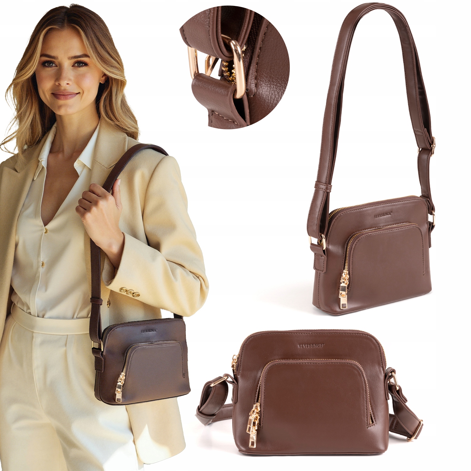 Vivisence T0002 hnědá dámská městská kabelka přes rameno kabelka přes rameno Kabelka