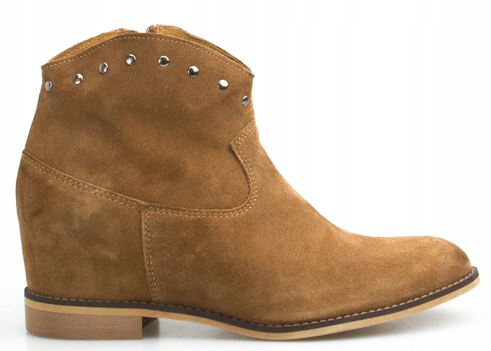 Hnědé Kotníkové Boty Šatonové Růže Koturn Kůže Sempre 41