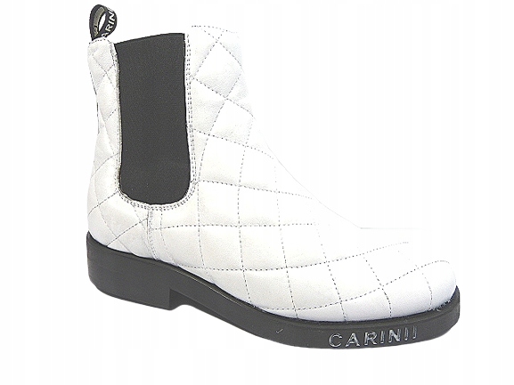 Bílo-černé kotníkové boty prošívané dámské boty kotníkové boty kožené boty Carinii 37
