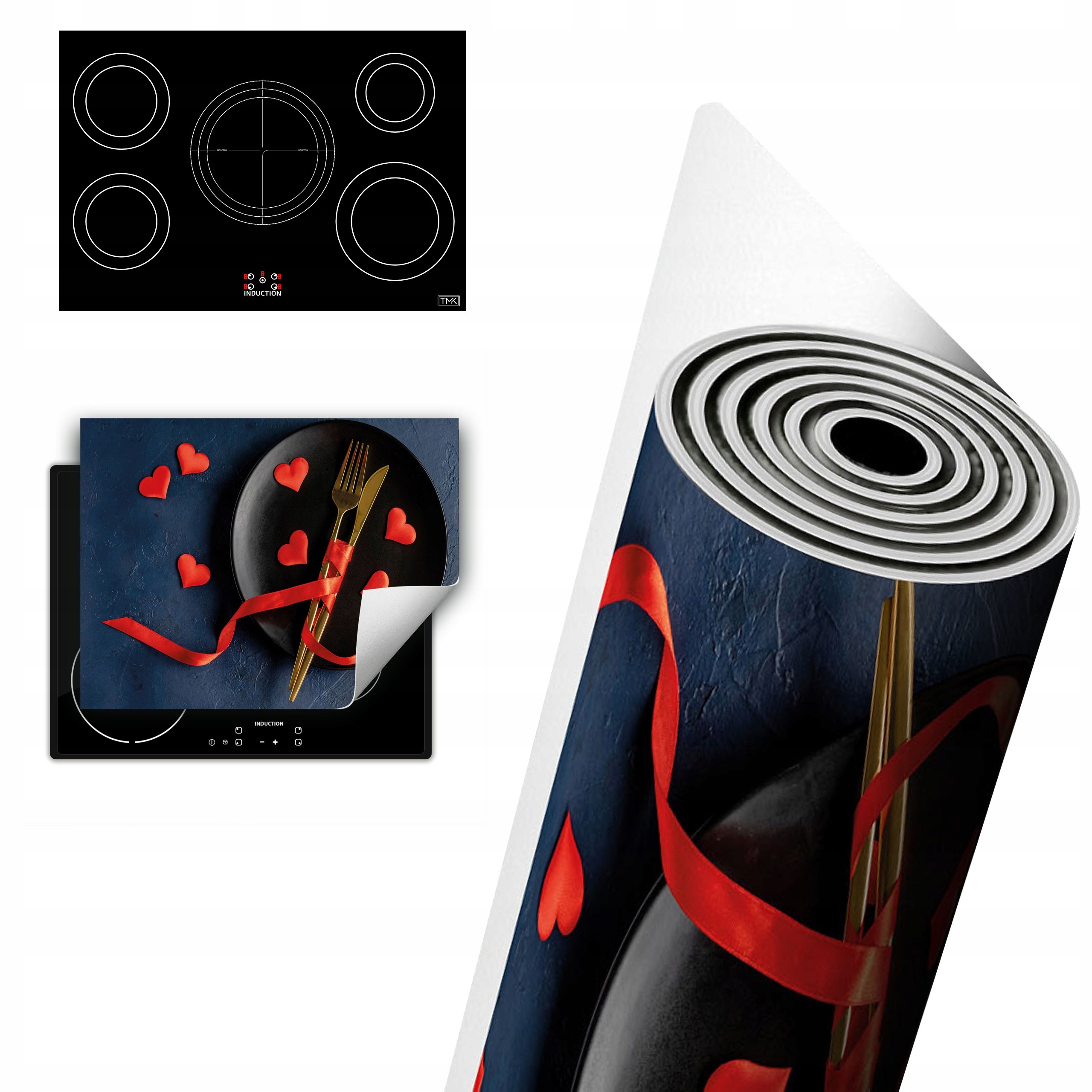 Vinylová Ochrana Na Indukci Deska 80x52 srdce kuchyně