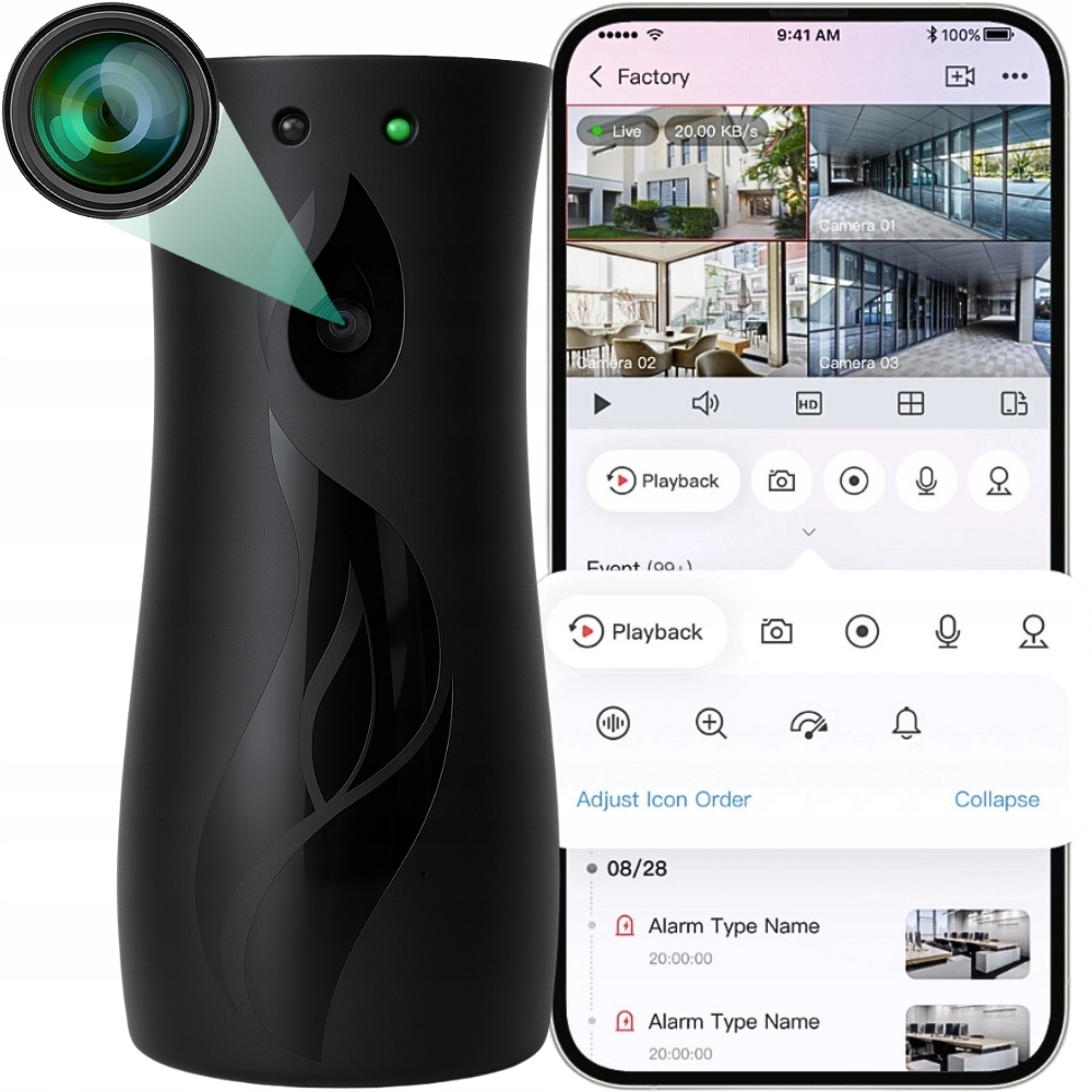 Mini Špionážní Wifi Kamera V Osvěžovači, Senzor Pohybu, Náhled Na Telefon