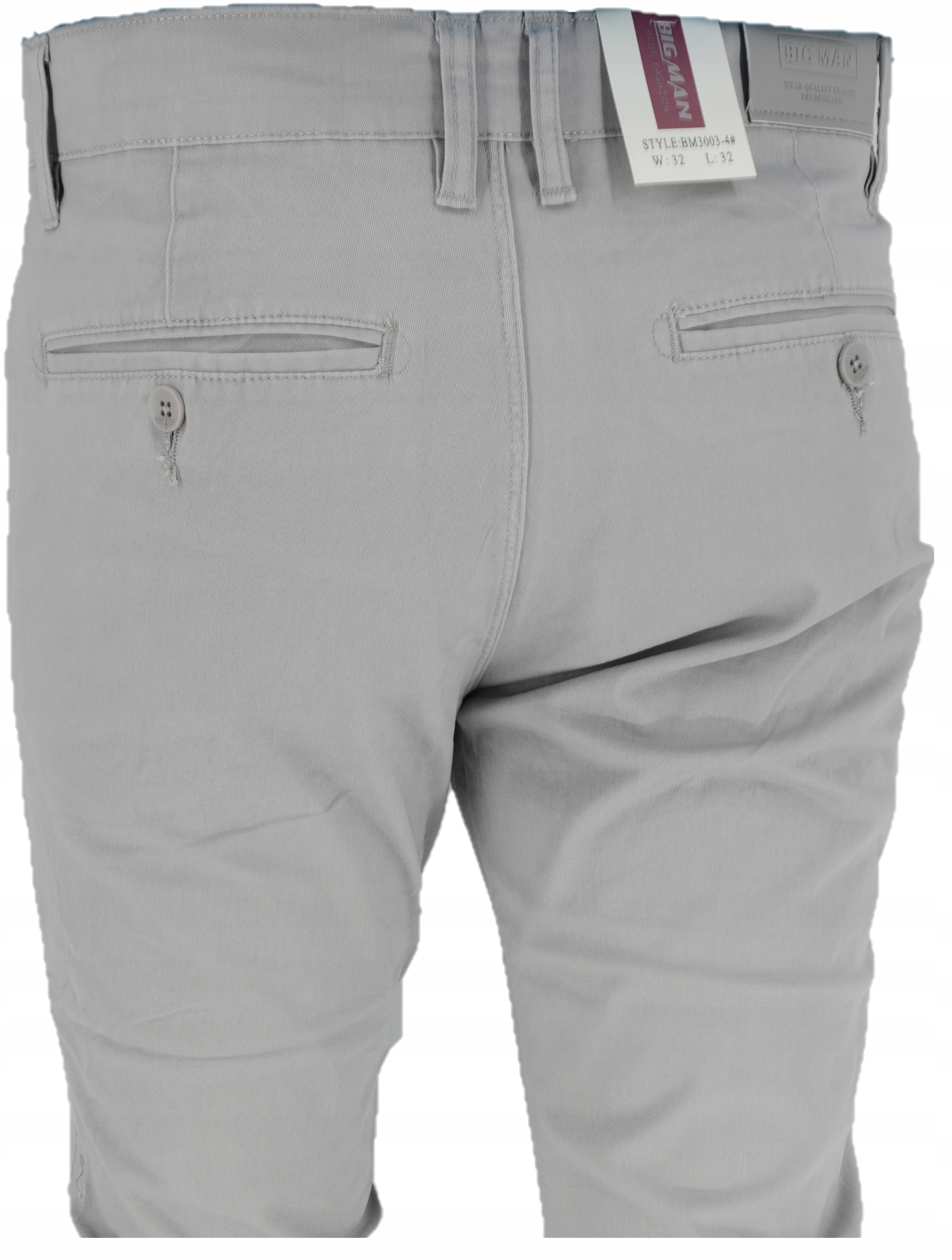 Spodnie Męskie Wizytowe Bawełna 97% Jasny Szary L32 W42