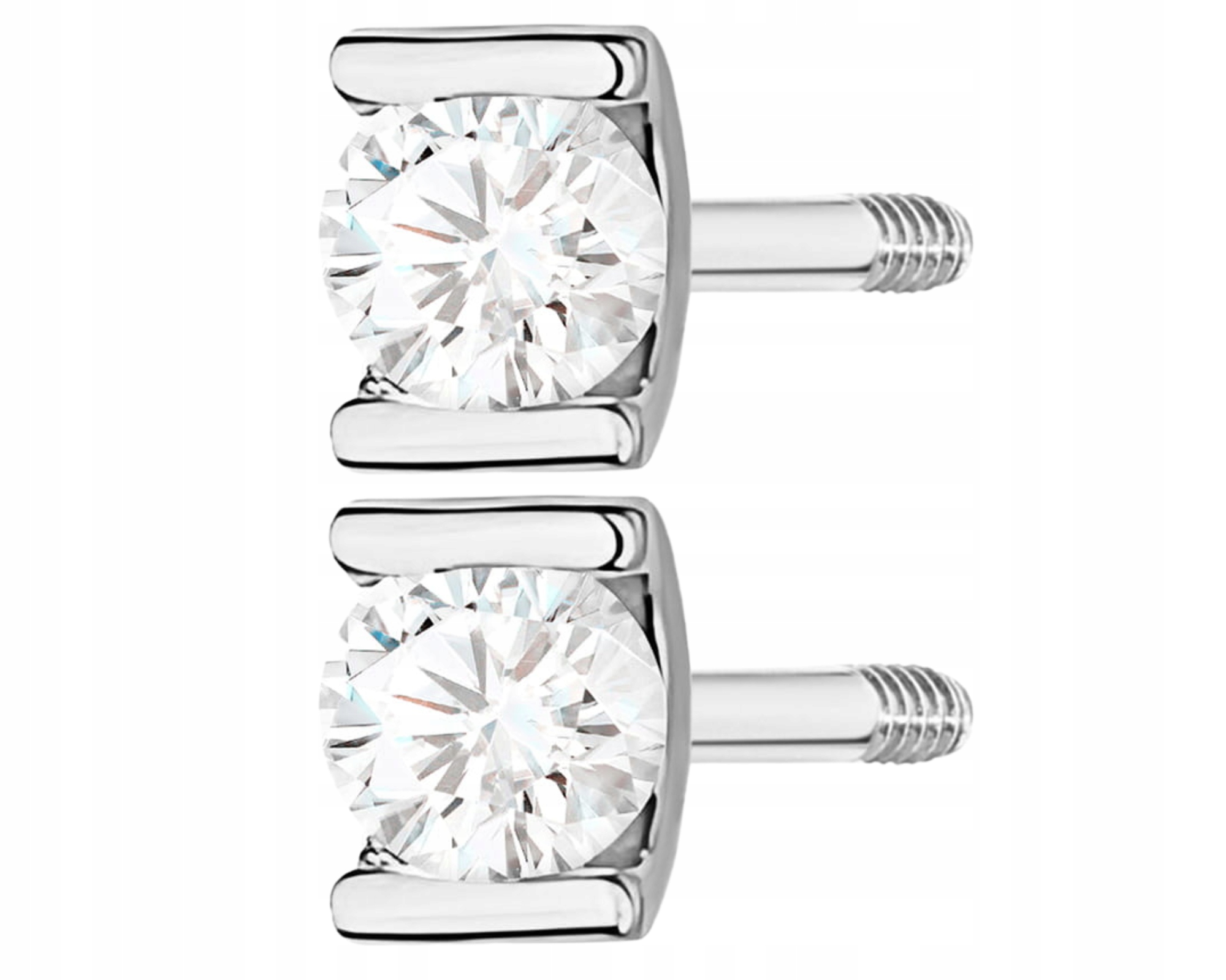 Bílé Zlato, Diamantové Náušnice Šroubovací, Zlato 585, Gravírování Dárek