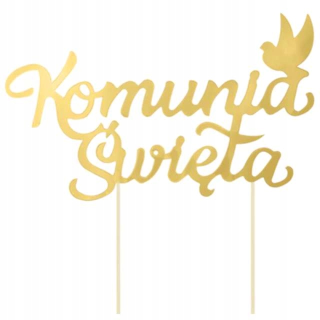 TOPPER do ciasta KOMUNIA ŚWIĘTA IHS złoty