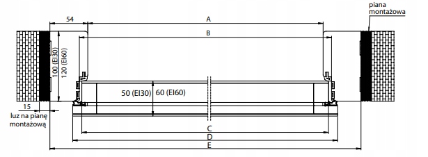 DRZWI WEWNĘTRZNE WEJŚCIOWE VOSTER INTER EI30 P.POŻ Strona lewe prawe
