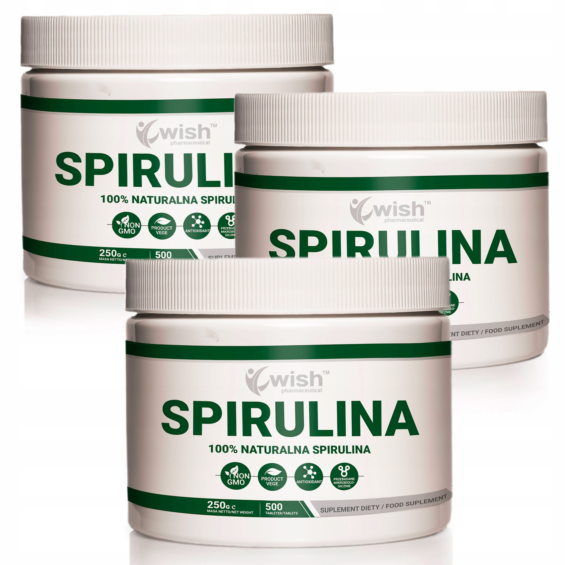 100% Spirulina Algi Anemia Odporność Białko Vege tabletki 1500 sztuk