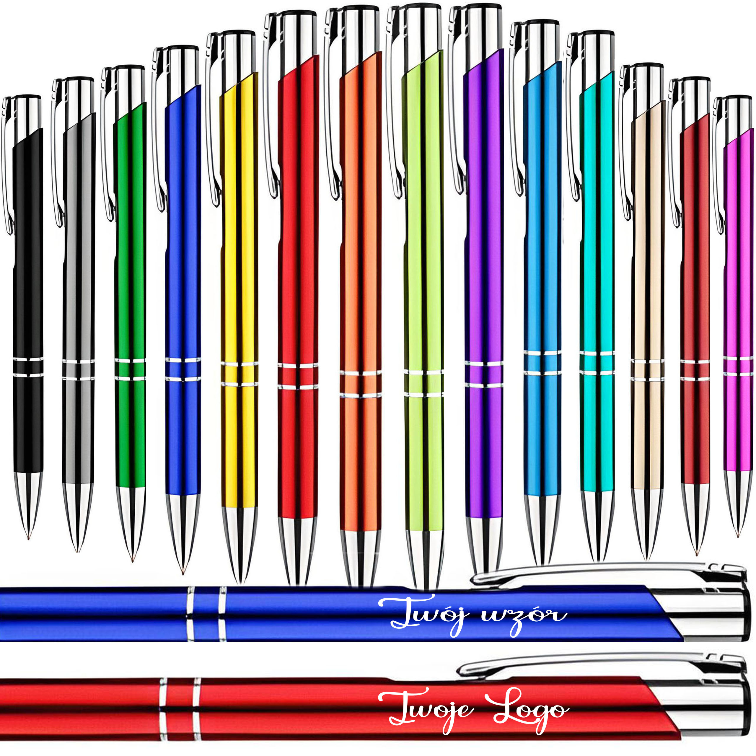 DŁUGOPISY REKLAMOWE Z GRAWEREM LOGO NAPISEM 100SZT