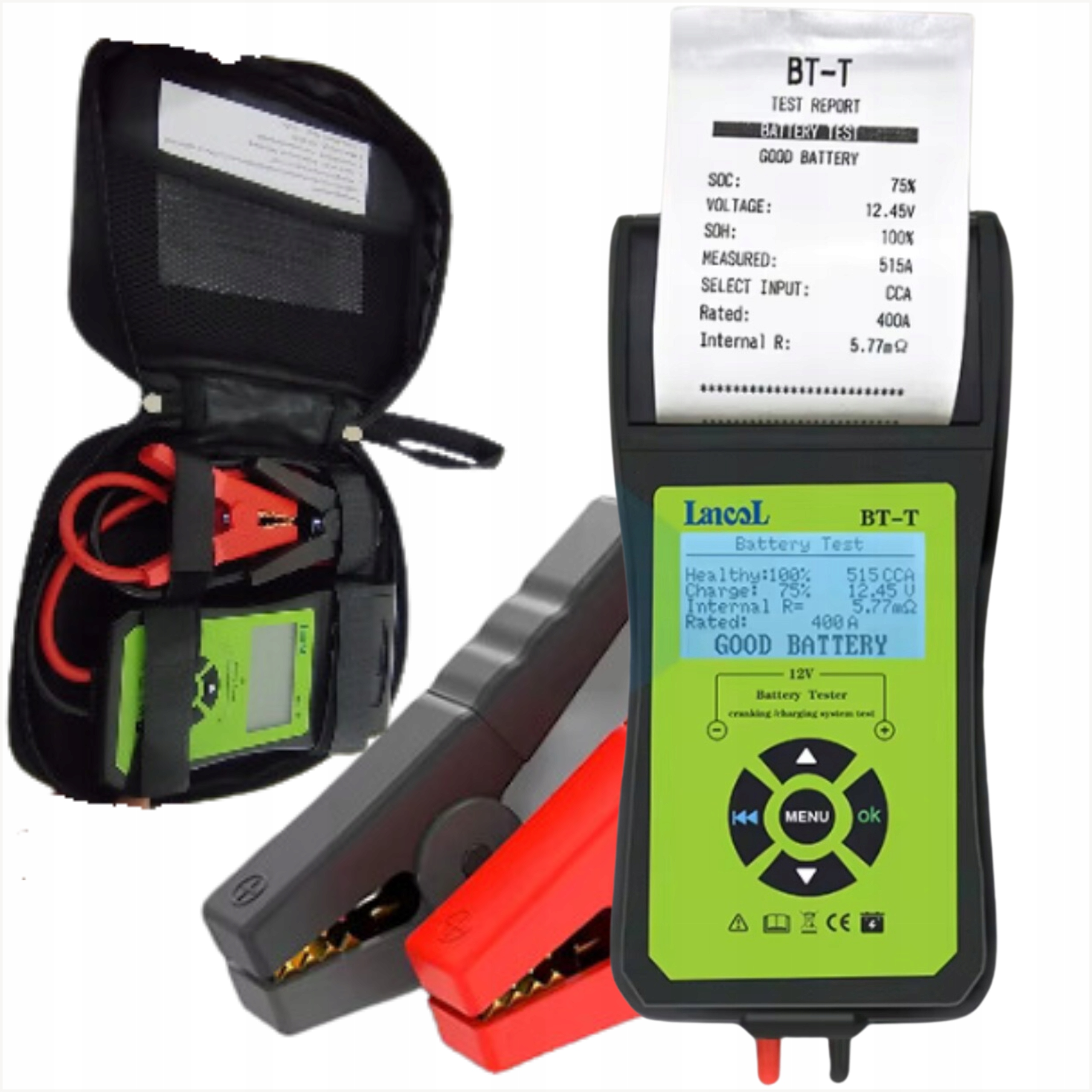 Tester akumulátorů Digitální usměrňovač 12V s tiskárnou pro automobily Měřič