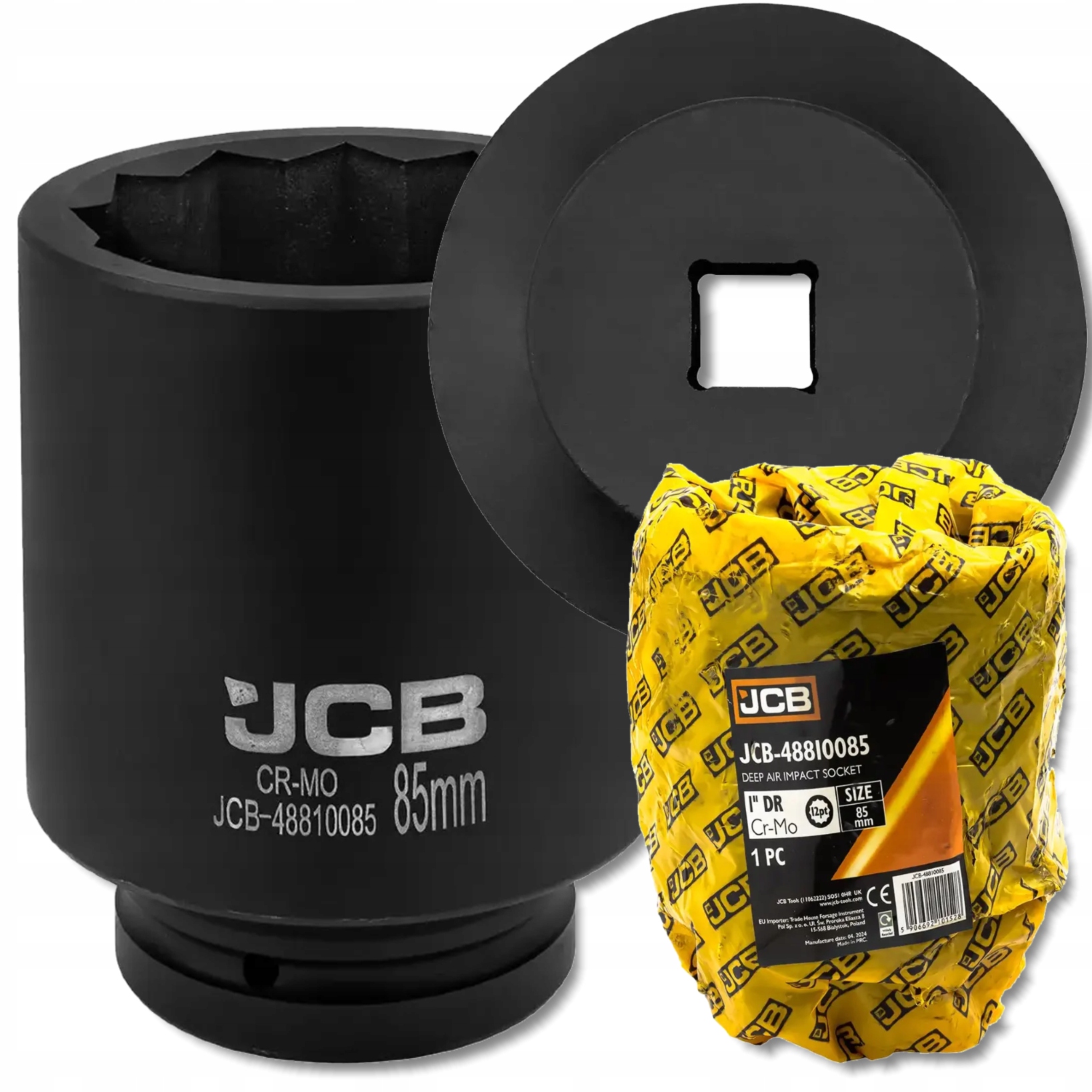 Hlboká 1" 12-hranná príklepová nástrčná násada Cr-Mo s kľúčom 85 mm Jcb