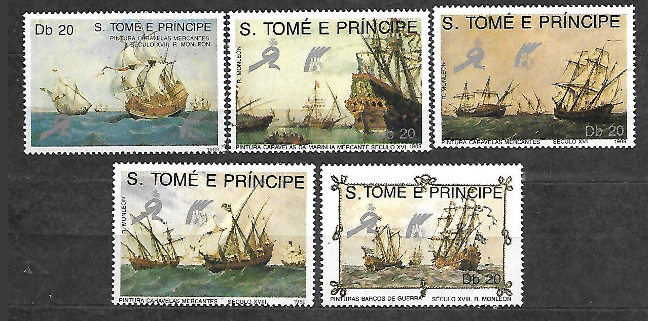 S.TOME E PRINCIPE - żaglowce 1989 ** Mi 1129-33 (1000)