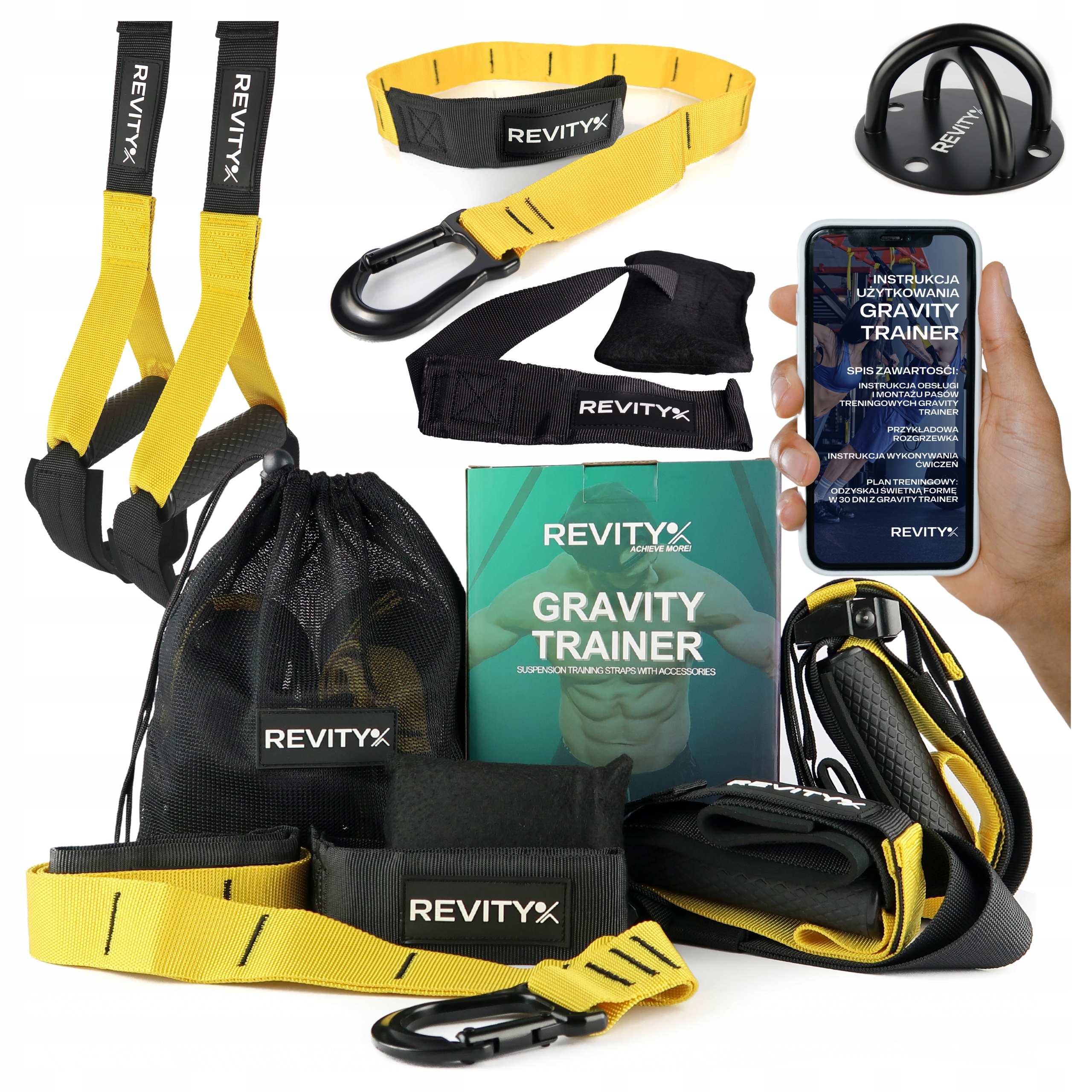 Taśmy Do Ćwiczeń Gravity Trainer Z Dedykowanym Mocowaniem Sufitowym