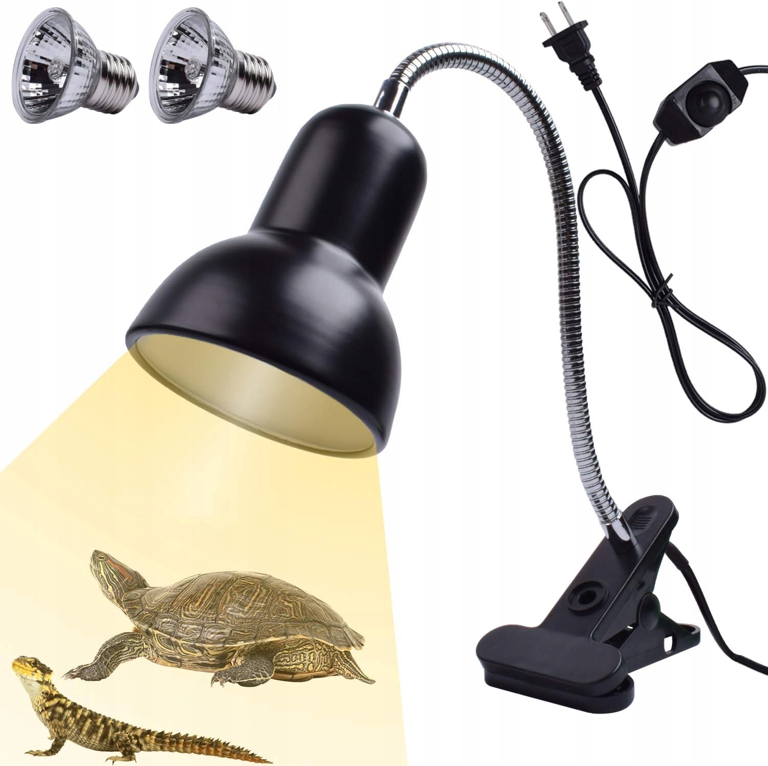 Topná Lampa Pro Želvy S Nastavitelným Světlem A 2 Žárovkami E27 25W