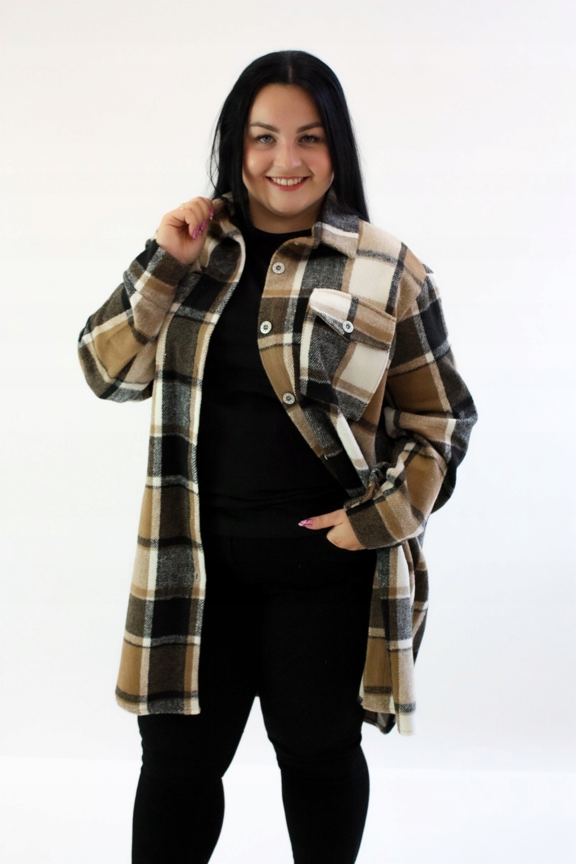 Černohnědý kabátek košilový kabátek Vera Uni Malý