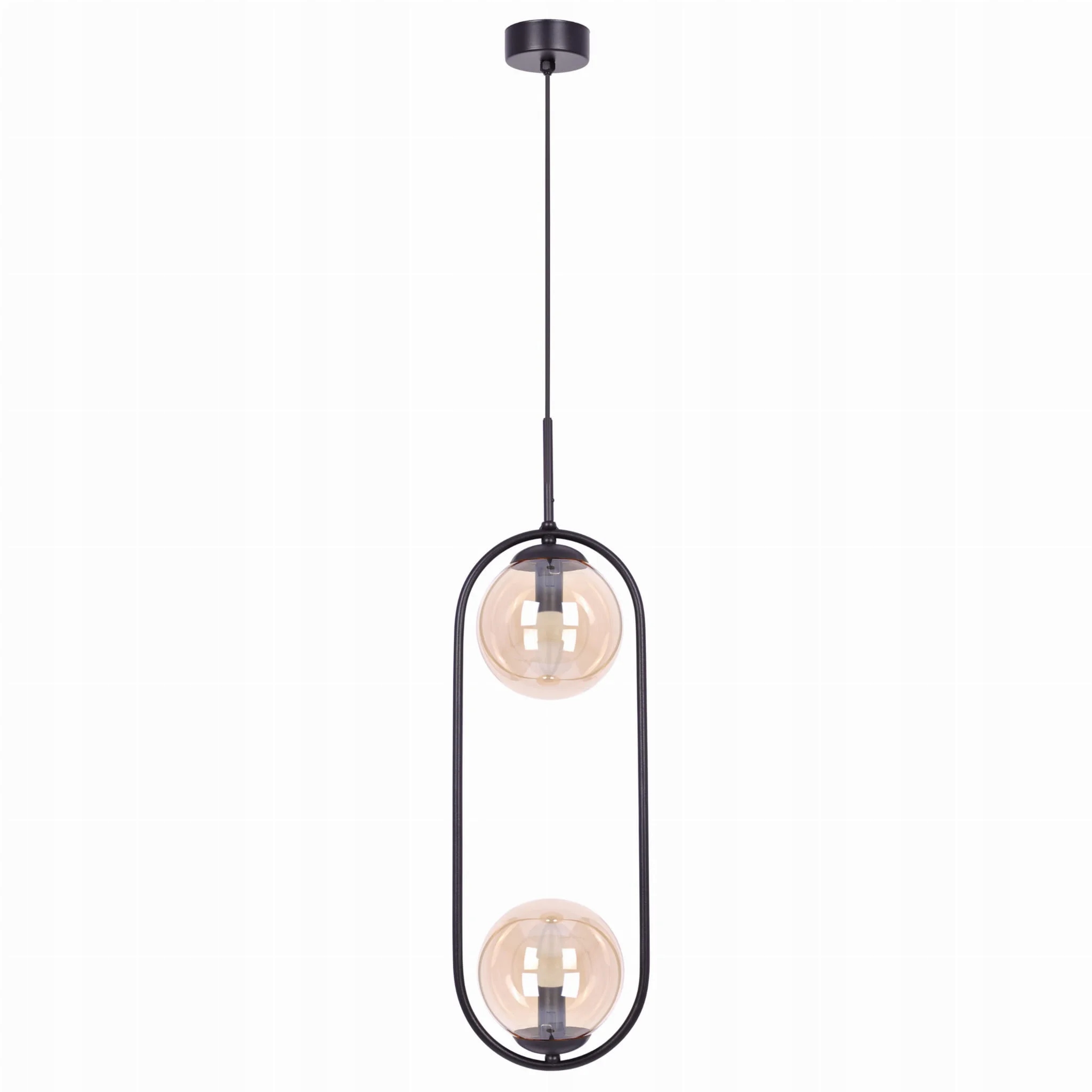 Závěsná lampa jantarové skleněné koule černá Kaja