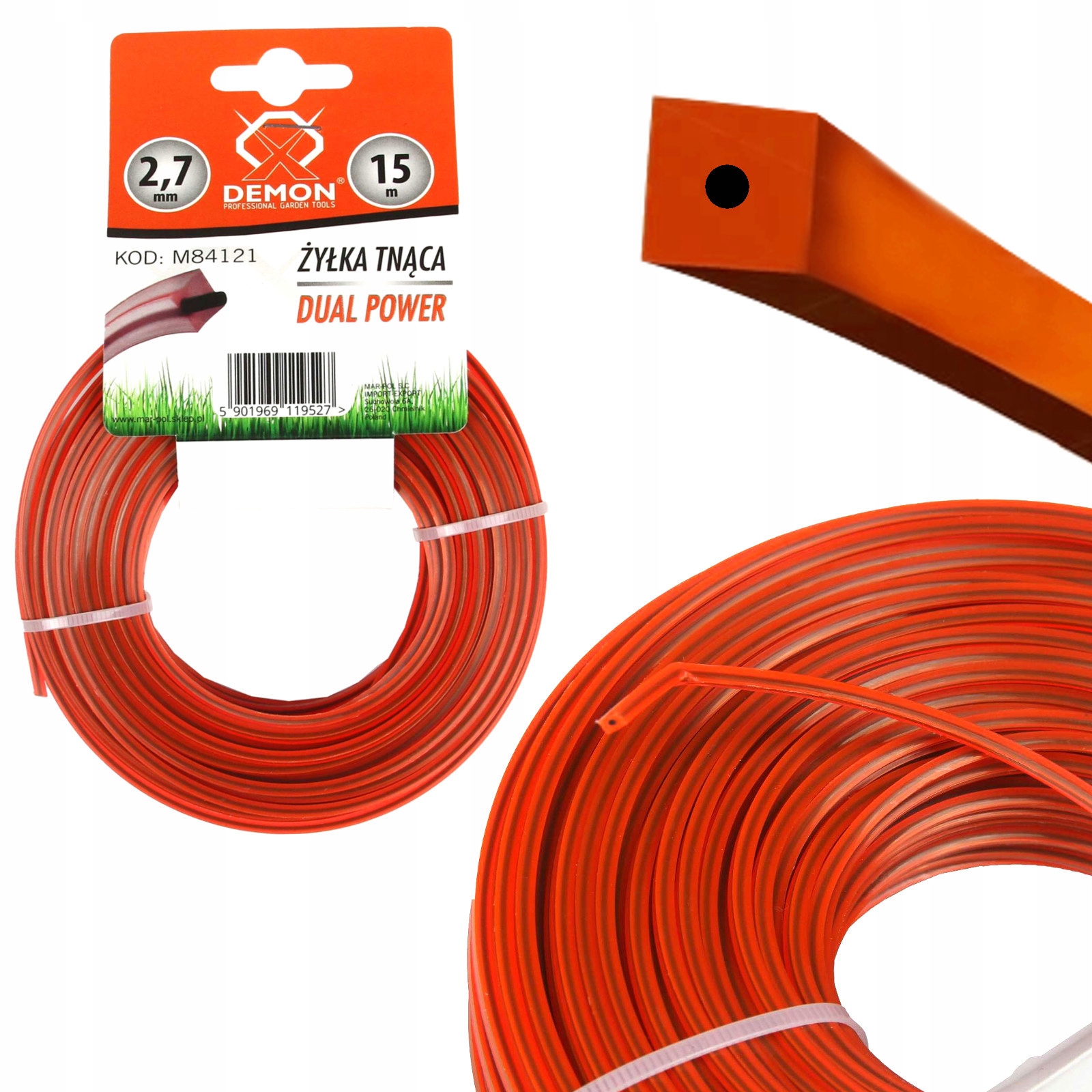 

Żyłka Tnąca Do Kosy Zbrojona Kwadrat 2.7mm 15m