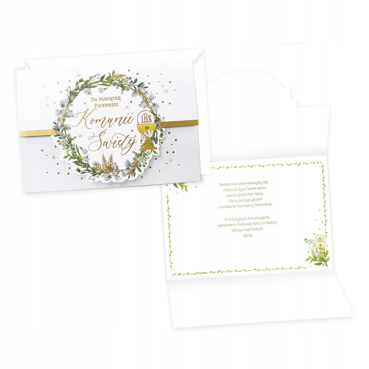 KARTKA KOMUNIJNA KOMUNIA ŚWIĘTA BIAŁA 17,5x25cm